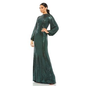 Mac Duggal Green Sequin Maxi Dress